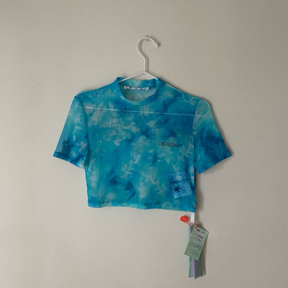 Off-White Tie Dye Mesh Crop Top - Picture 16 of 16